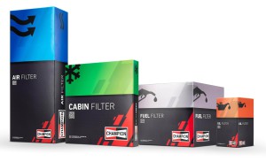 Nowe opakowania filtrów powietrza, kabinowego, paliwa i oleju marki Champion®.